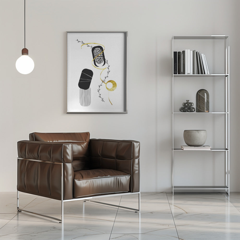 Black & White Abstract No. 1 | gold Poster